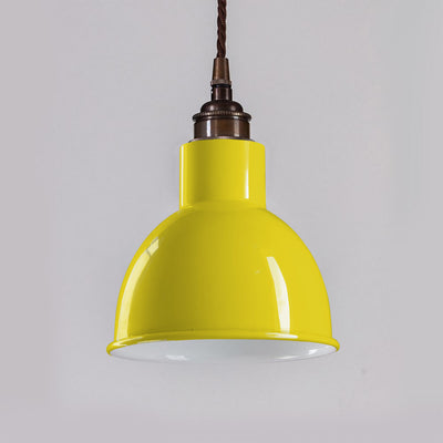 Old School Electric Churchill Pendant Light With Coloured Shade