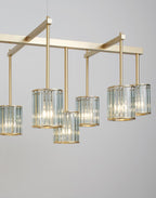 Tom Kirk Lighting Flute Beam Chandelier in Brushed Brass