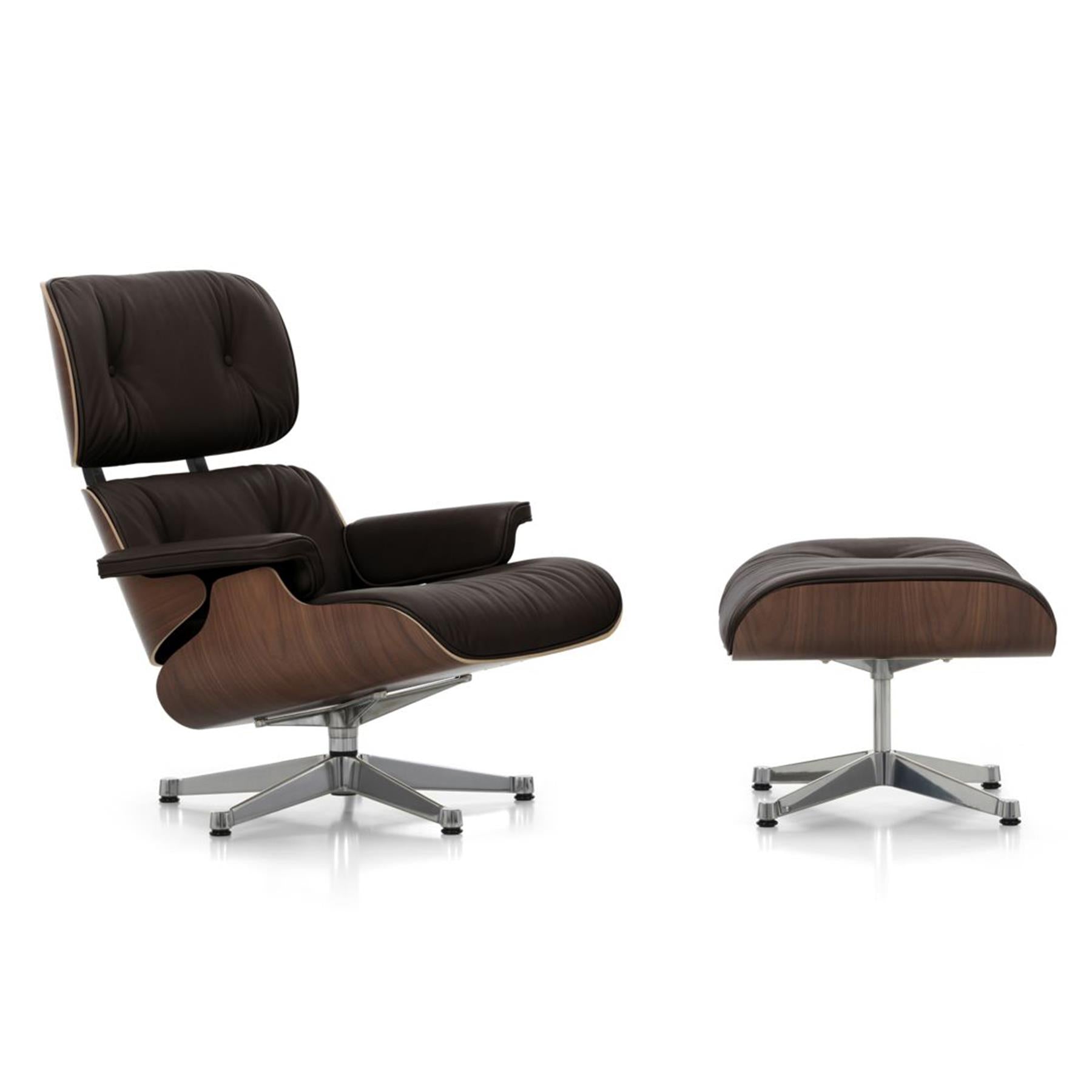 Vitra Eames Contemporary Lounge Chair and Footstool in Dark Walnut
