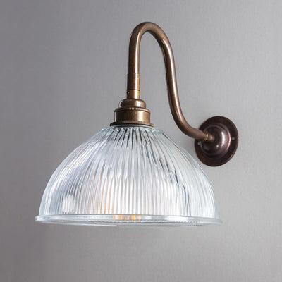 Old School Electric - Bathroom Version : Prismatic Dome Swan Arm Wall Light