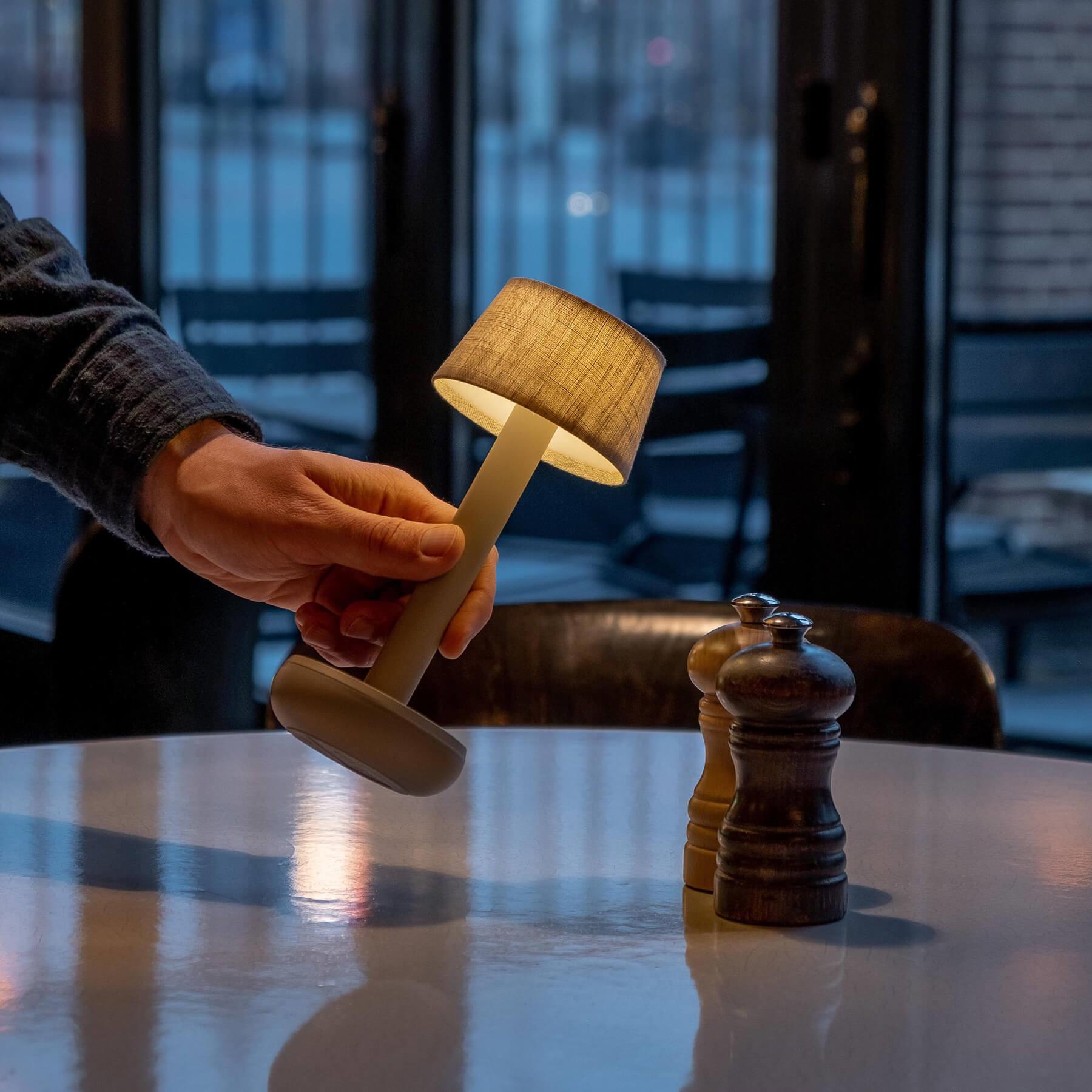 Two Portable Rechargeable Lamp with Linen Shade