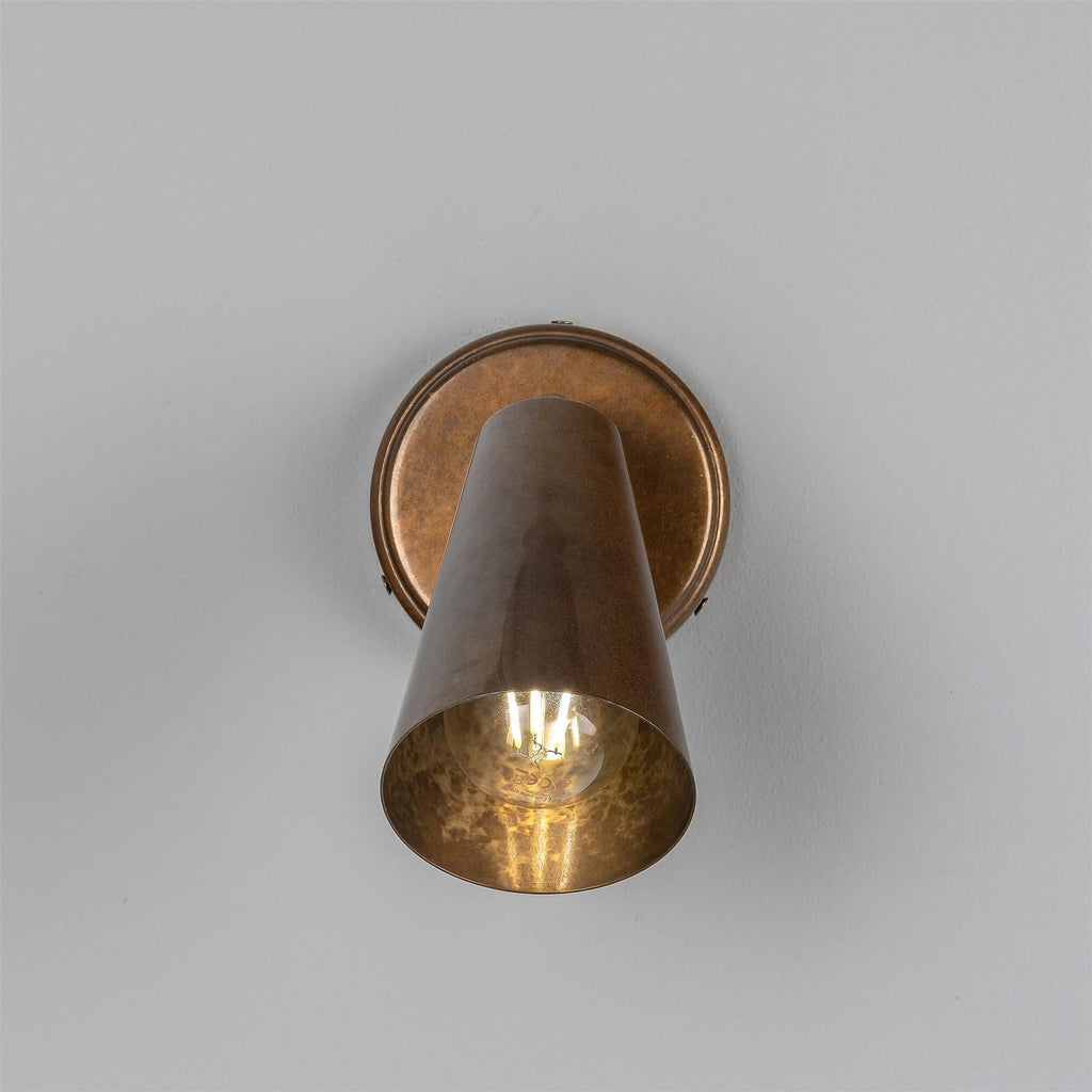 Mullan Lighting Cashel Adjustable Brass Cone Wall Light with Switch