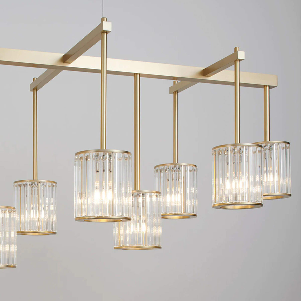 Tom Kirk Lighting Flute Beam Chandelier with a Powder Coated Ral Colour