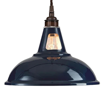 B-Stock Old School Electric Factory Shade Blue Antique Brass