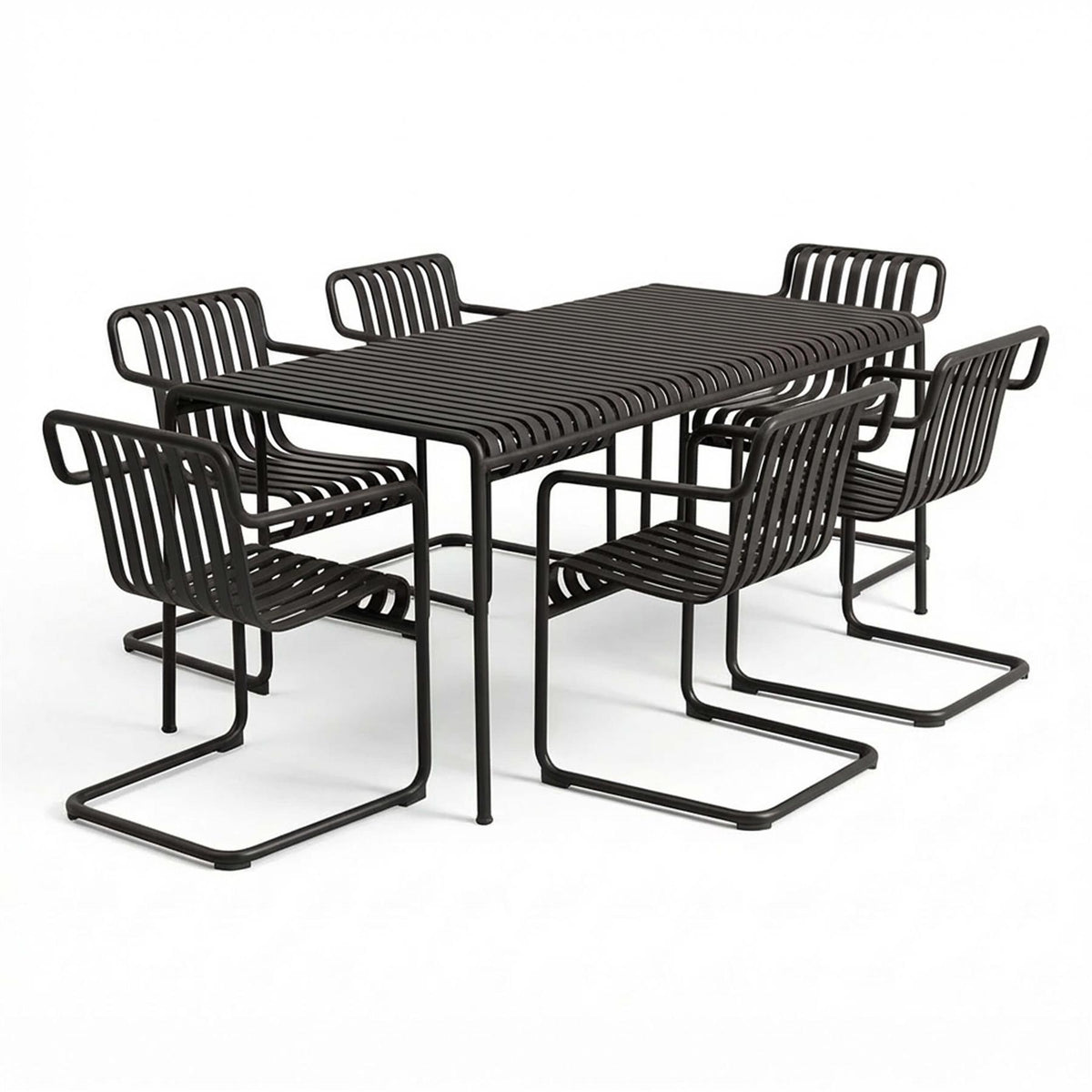 HAY Palissade Large Garden Dining Set with 6 Chairs - Curated by Holloways of Ludlow