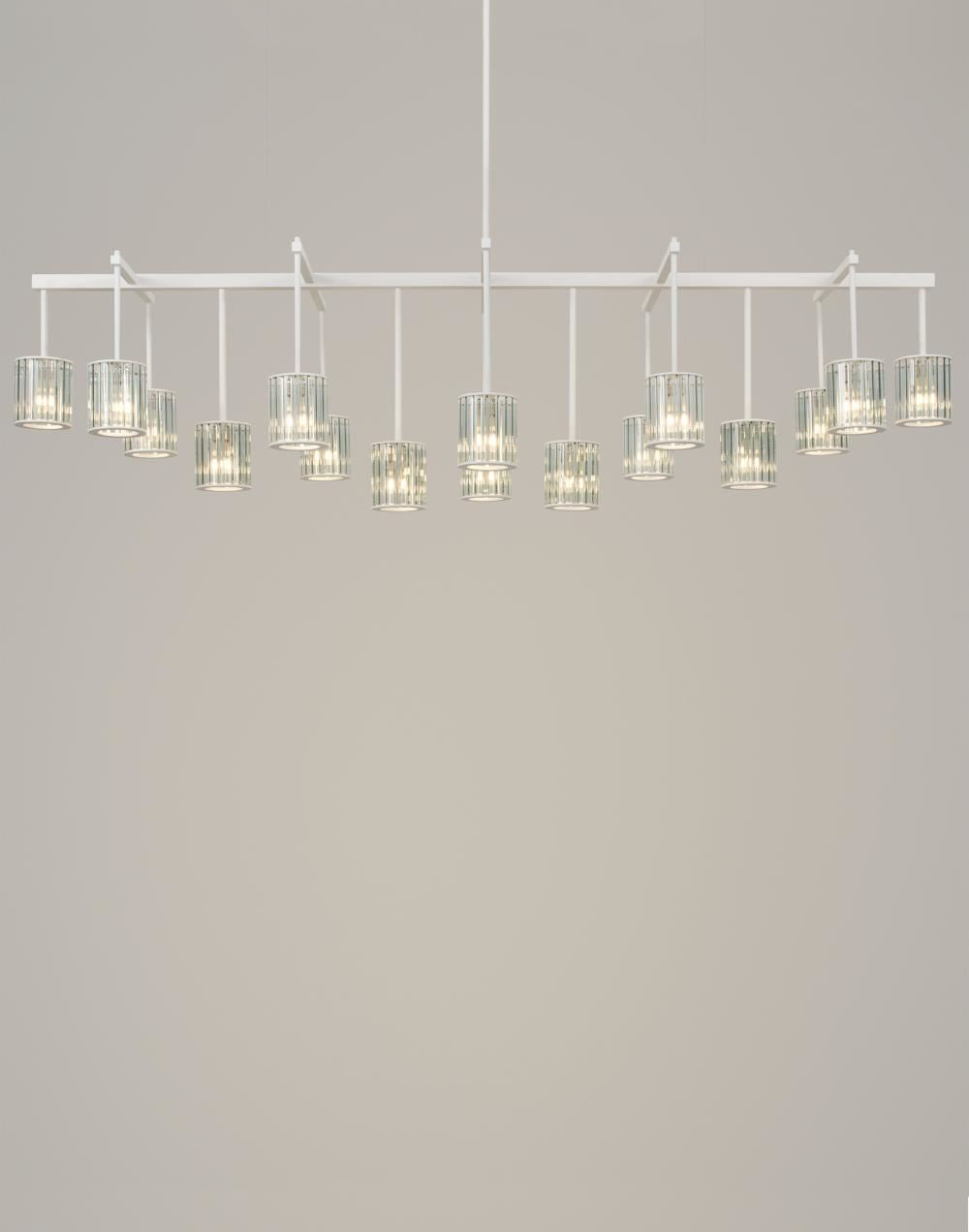Tom Kirk Lighting Flute Beam Chandelier with a Powder Coated Ral Colour