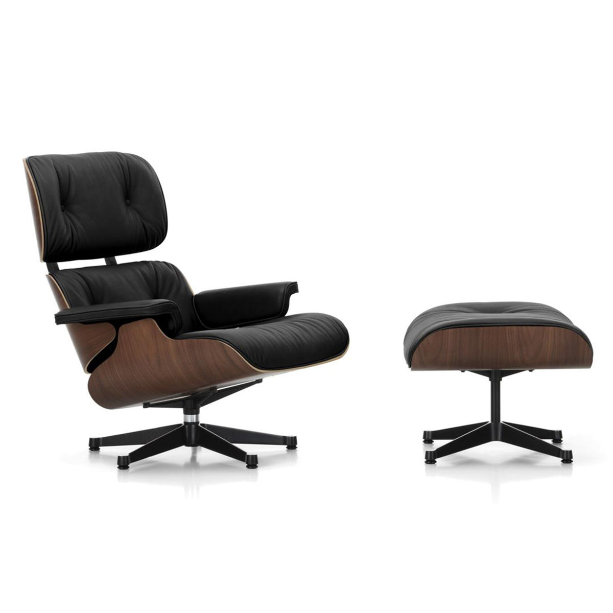 Vitra Eames Contemporary Lounge Chair and Footstool in Dark Walnut