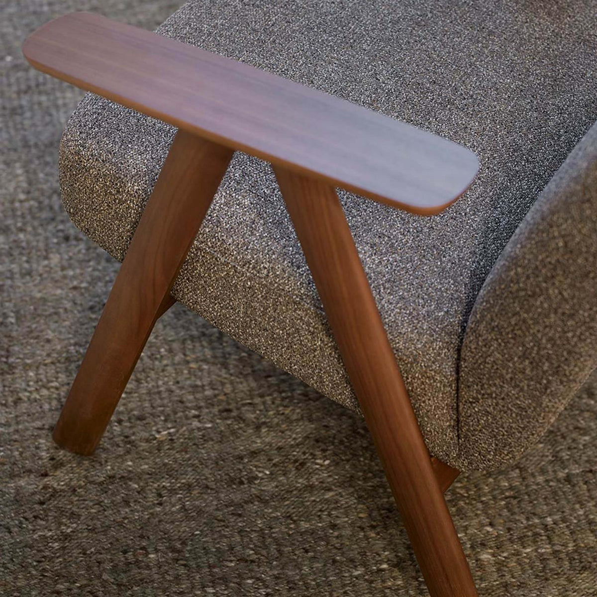 Treku Leku Armchair, Wood Frame, Upholstered in Granit-Crevin