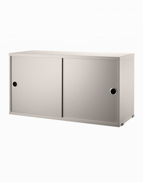 Outlet String Furniture Cabinet with Sliding Doors - 78cm x 37cm, Beige