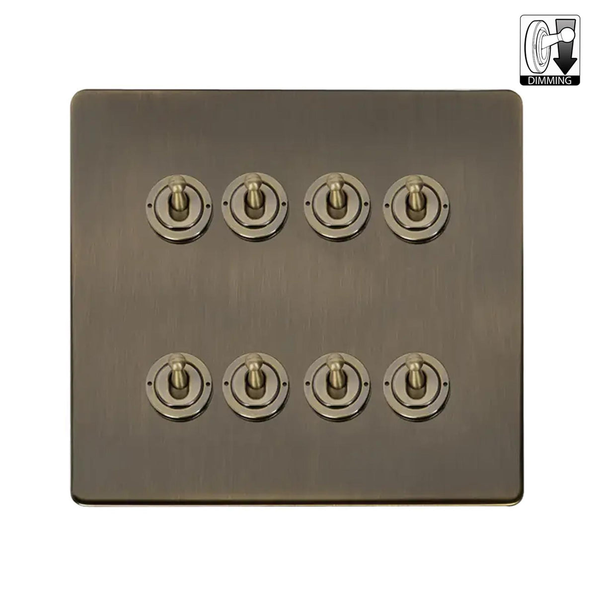 Soho Lighting Charterhouse Collection Antique Brass 8 Gang Dimming Toggle Switch