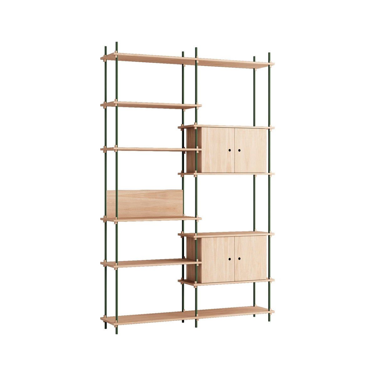 MOEBE Double Shelving System with 2 Cabinets and L Shelf
