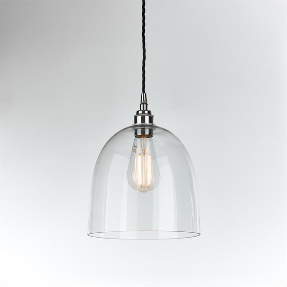 Outlet Old School Electric Bell Blown Pendant Light - Polished Chrome, Medium : 21cm