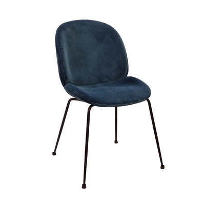Ex-Display Gubi Beetle Fully Upholstered Chair - Gubi Dandy Blue Velvet, Conic Black Base **STORE COLLECTION ONLY**