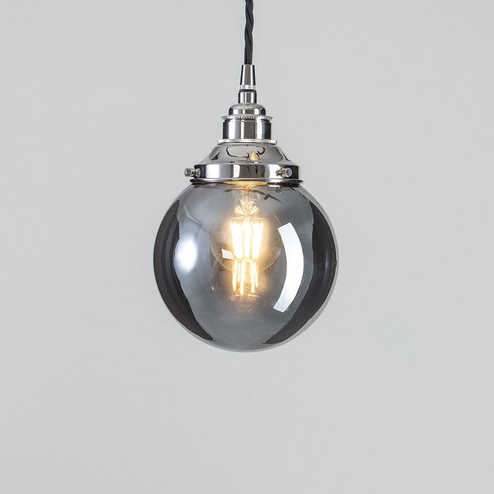 Outlet Old School Electric Globe Blown Glass Pendant Light - Smoked