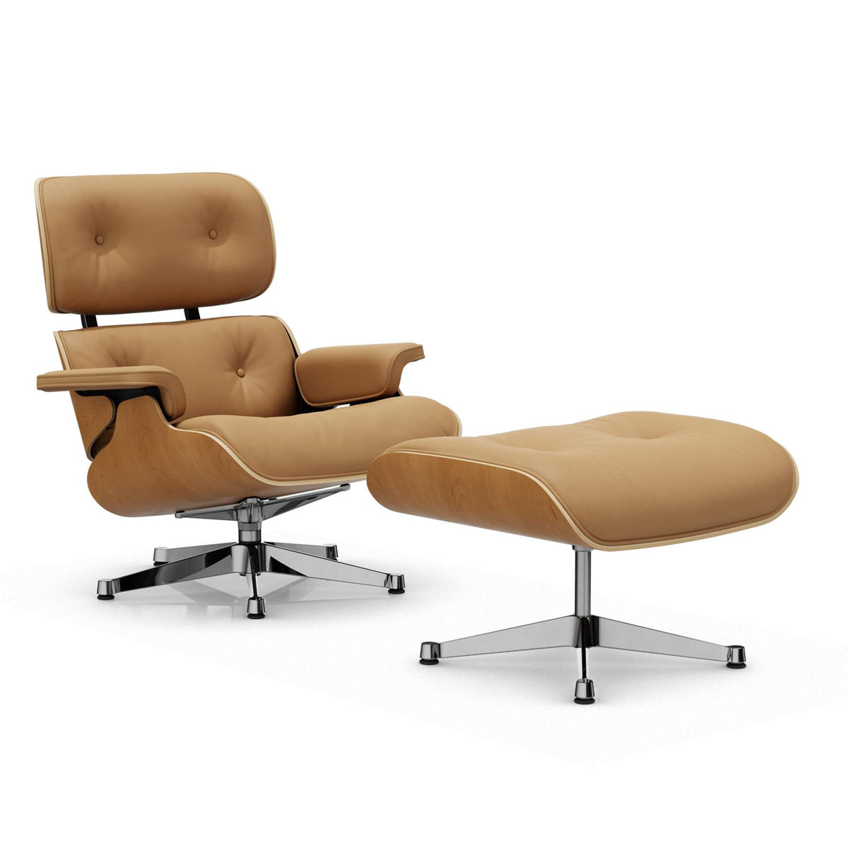 Vitra Eames Contemporary Lounge Chair and Footstool in Cherry