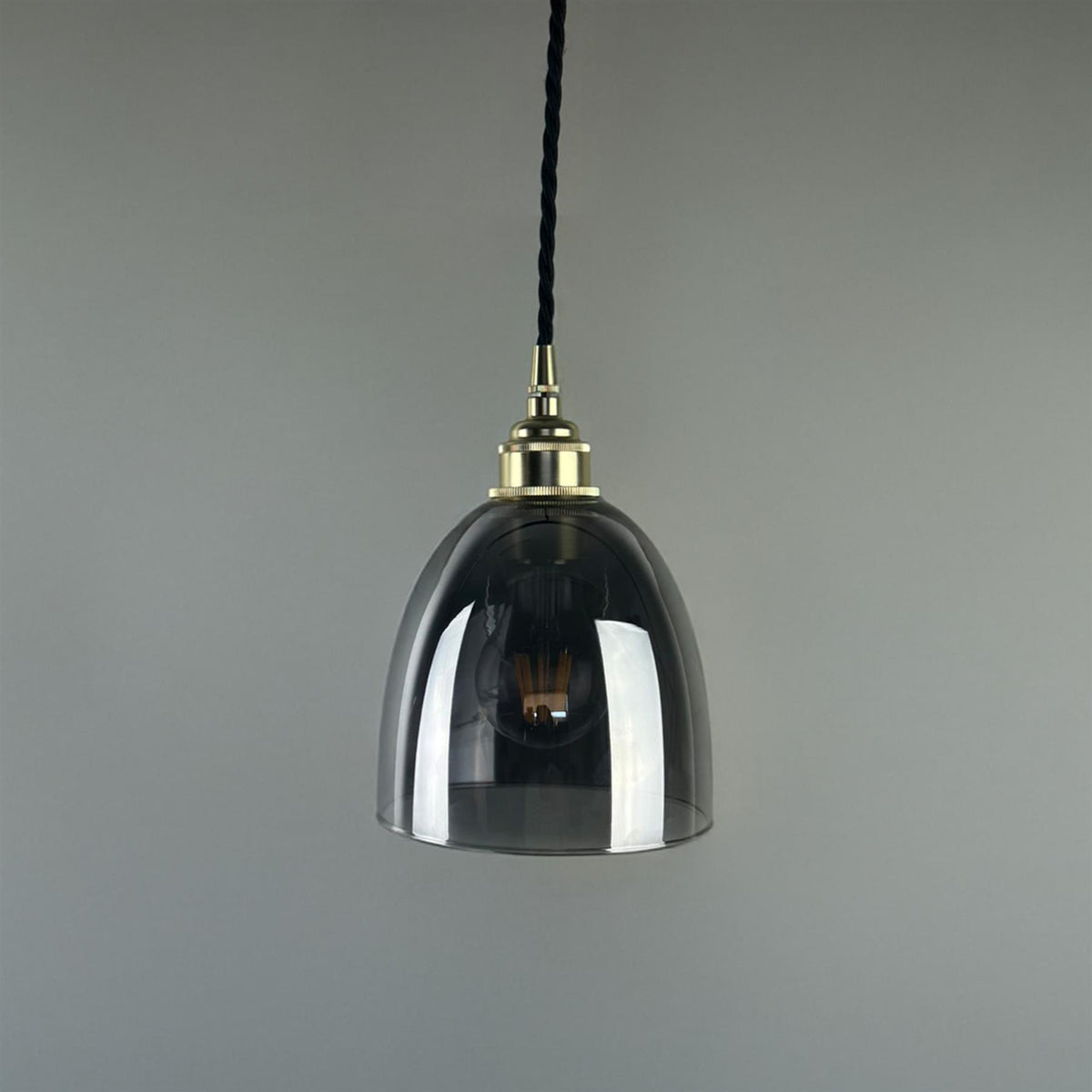 Outlet Old School Electric Bell Blown Pendant Light : Smoked