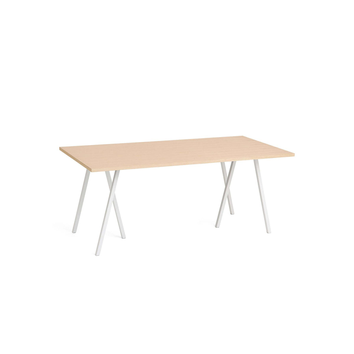 Outlet HAY Loop Stand Table - White Frame with Lacquered Oak Top, Medium