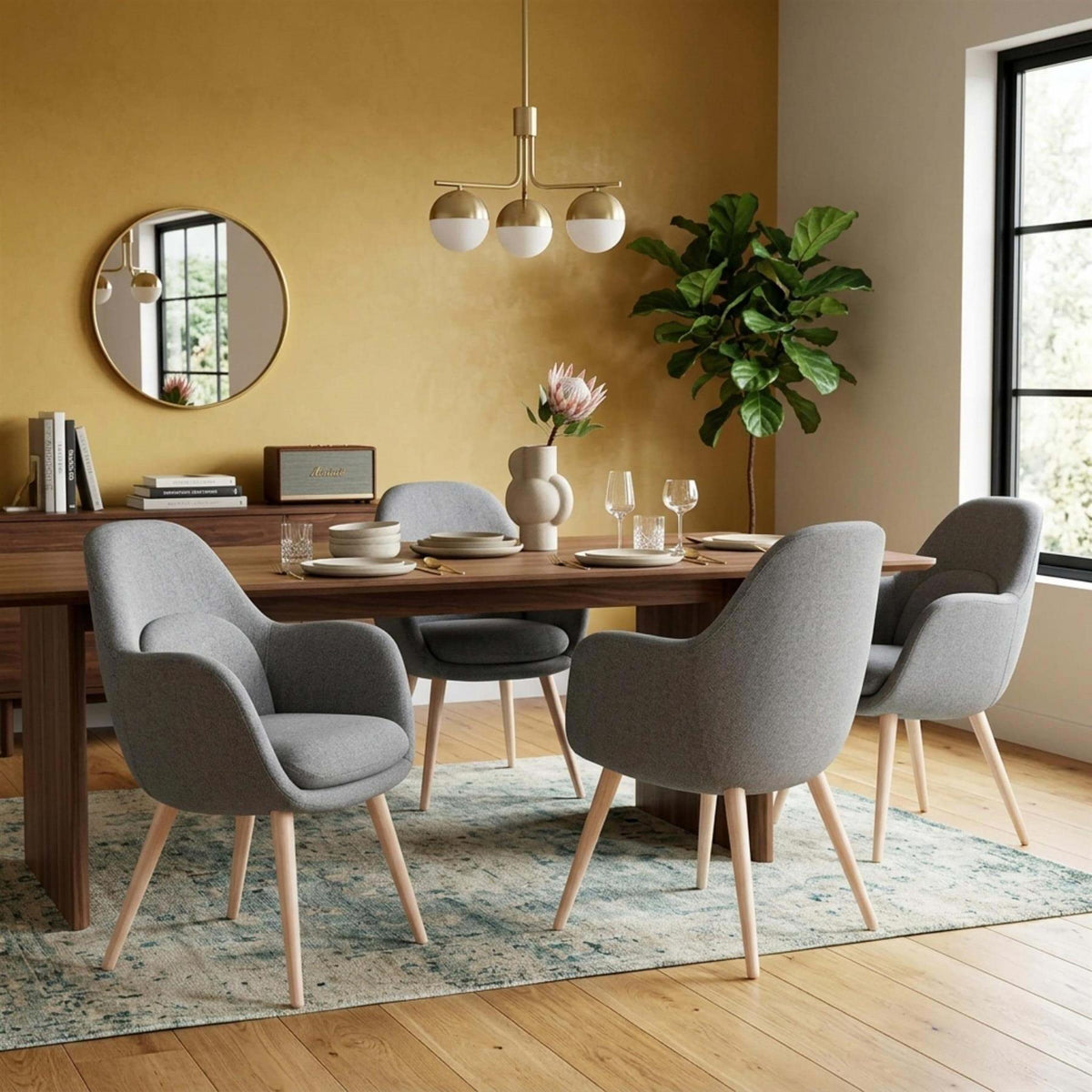Fredericia Swoon Dining Wood Base Armchair