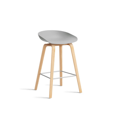 Outlet HAY About A Stool 32 - Concrete Grey 2.0, Soaped Oak, Breakfast Bar Stool, Standard Gliders