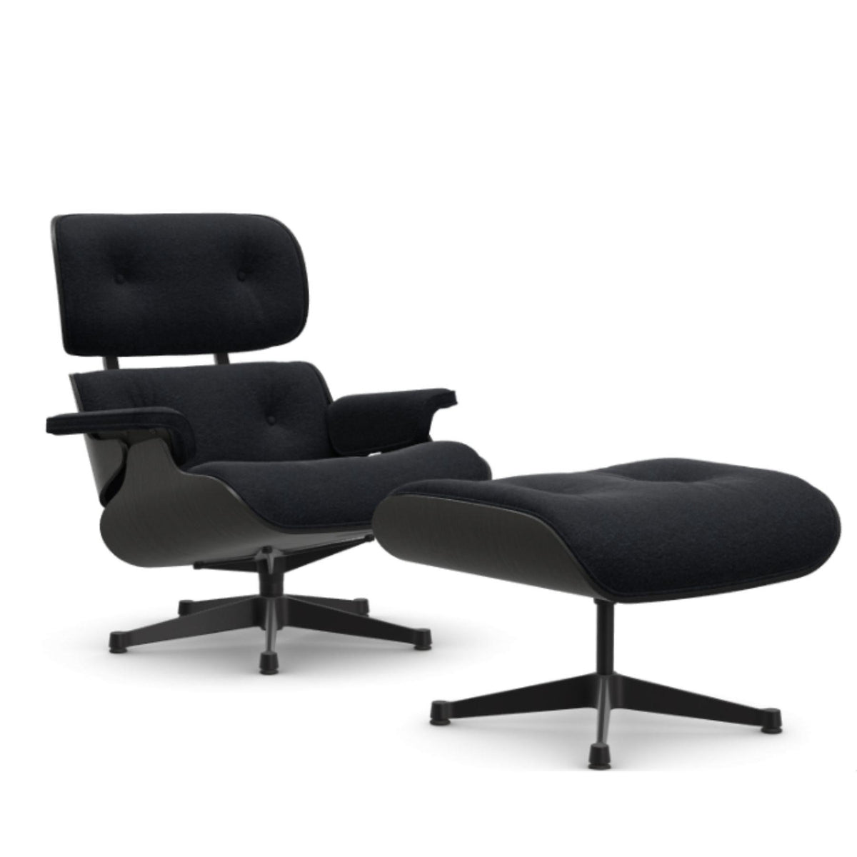 Vitra Eames Contemporary Lounge Chair and Footstool in Black Chestnut