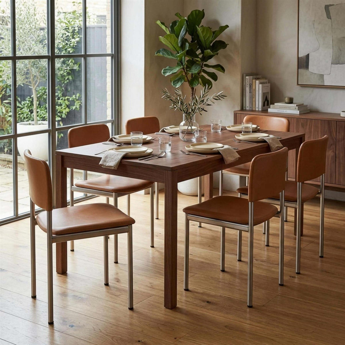 Fredericia Plan Dining Chair with Metal Legs, Fully Upholstered