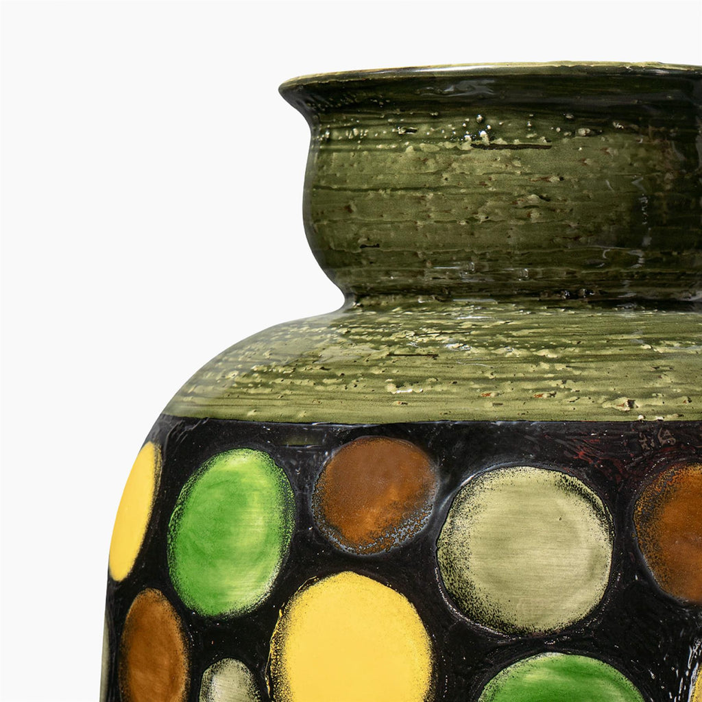 Bitossi Vaso Verde Con Cerchi Su Banda Nera