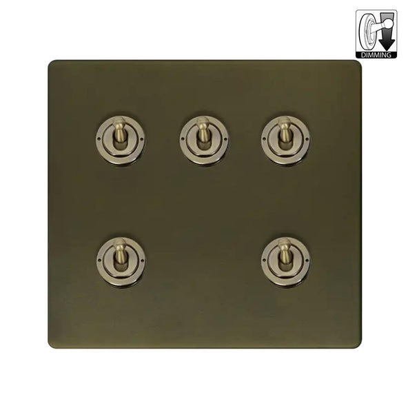 Soho Lighting Eton Collection Bronze 20A 5 Gang Dimming Toggle Switch