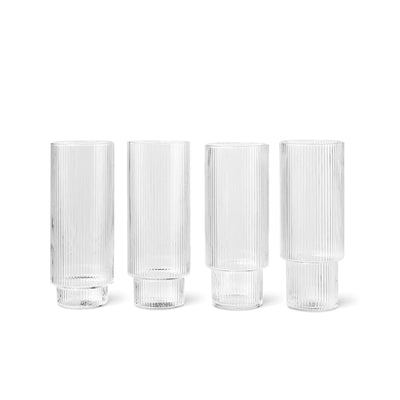 Ferm Living Ripple Long Drink Glasses - Set of 4