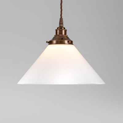 Old School Electric Conical Opal Glass Pendant Light - E27