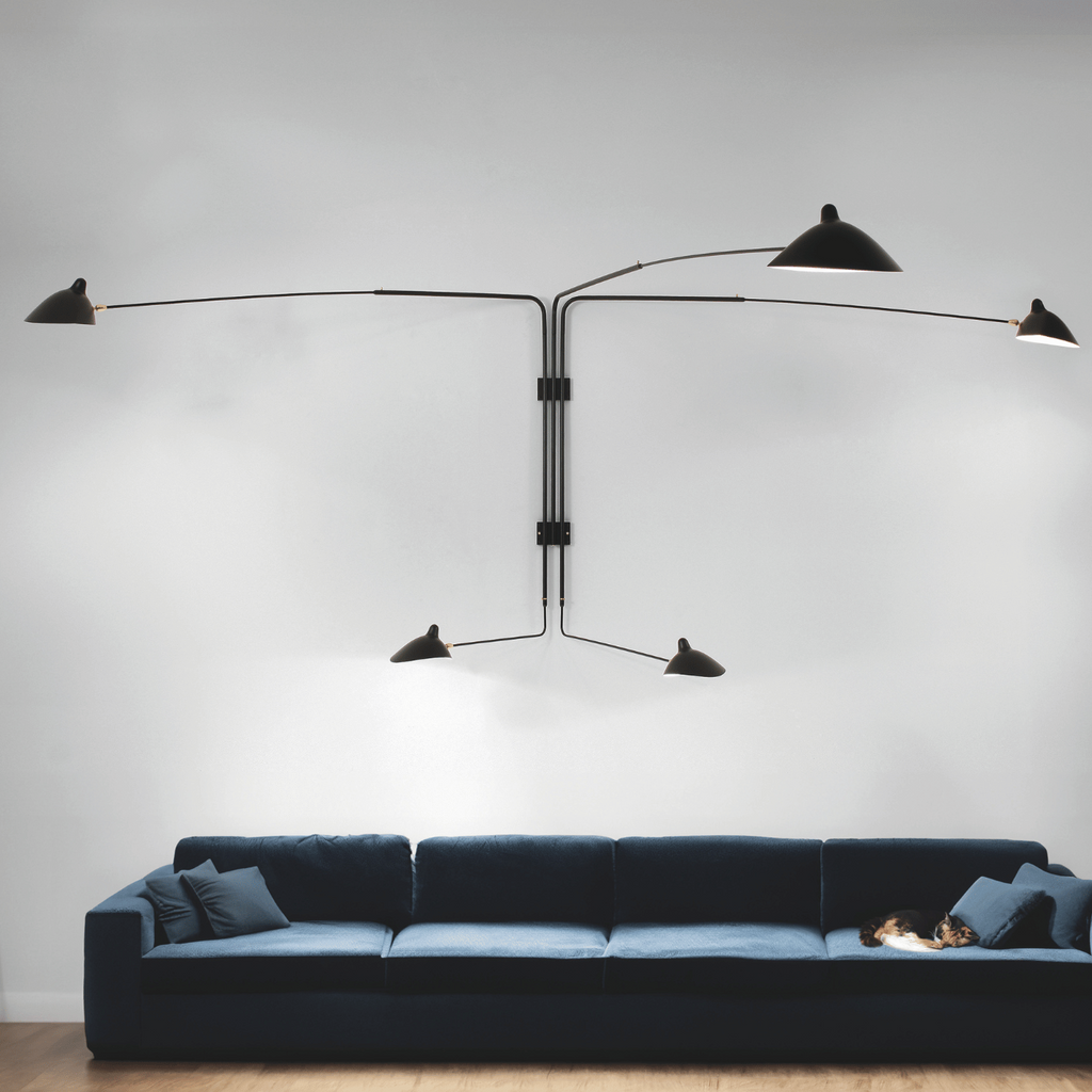 Serge Mouille Applique Pivotants 5 Rotating Straight Arms Wall Lamp