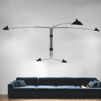 Serge Mouille Applique Pivotants 5 Rotating Straight Arms Wall Lamp