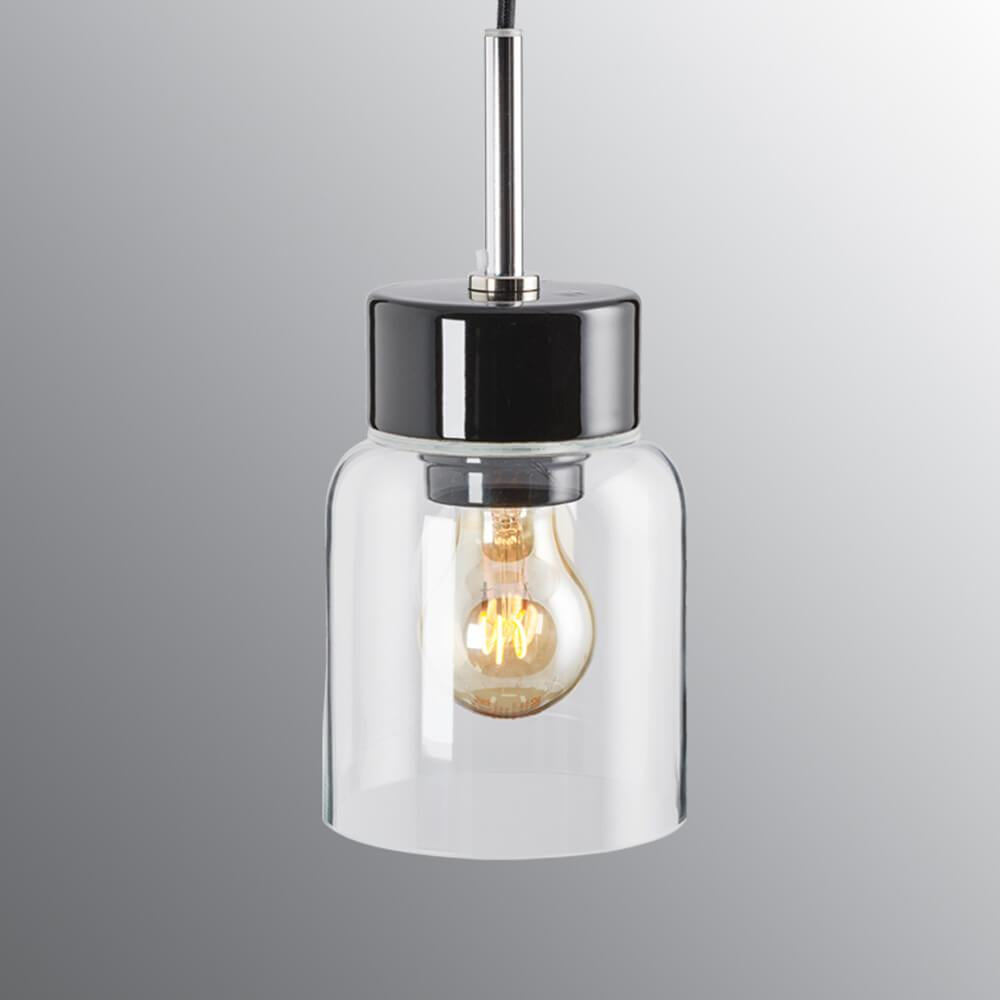 Outlet IFO Electric Smycka Tova Pendant Light - Black Base, Clear Glass