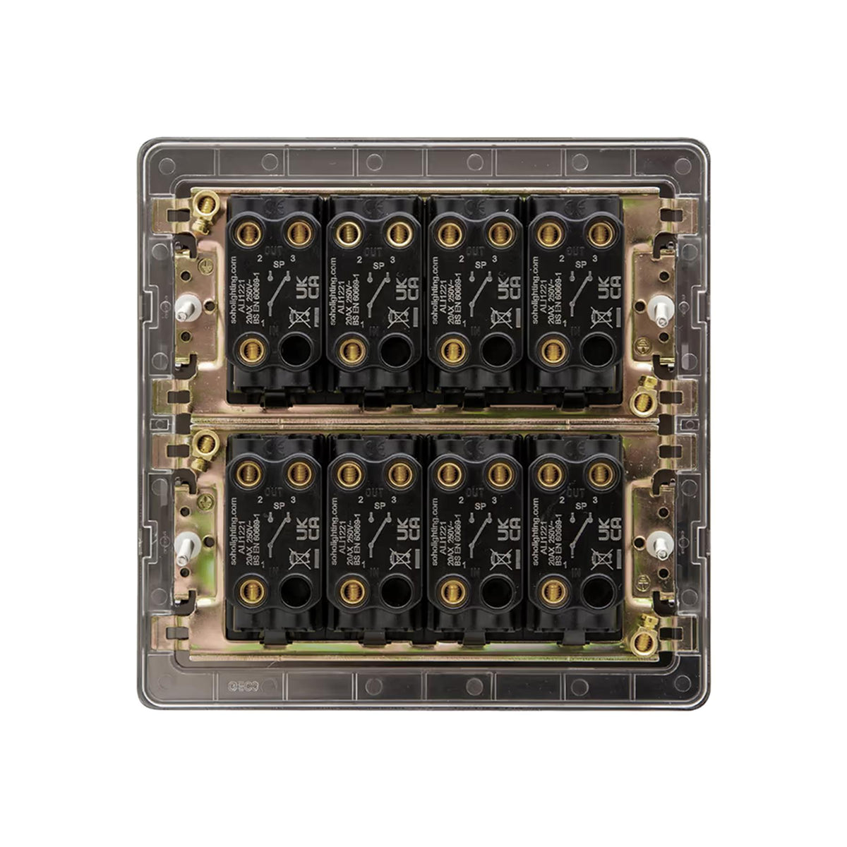 Soho Lighting Camden Collection Matt Black 20A 8 Gang 2 Way Toggle Switch