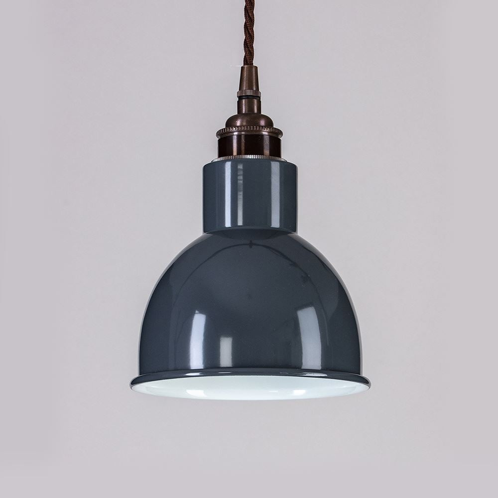 Old School Electric Churchill Pendant Light With Coloured Shade