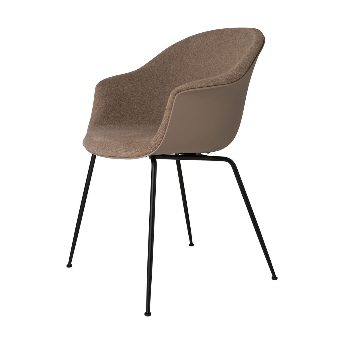 GUBI Bat Dining Chair with Front Upholstery and Conic Base