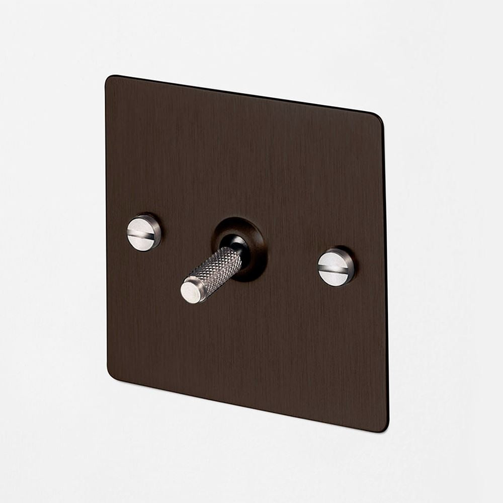 Outlet Buster + Punch 1G Toggle Switch - Smoked Bronze / Steel