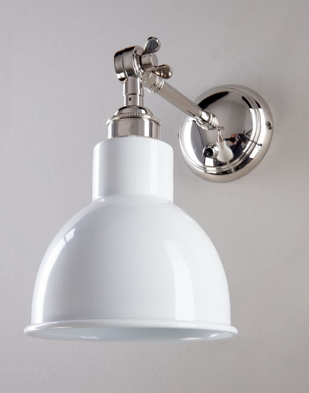 Old School Electric Churchill Wall Light : Adjustable Arm : Coloured Shades