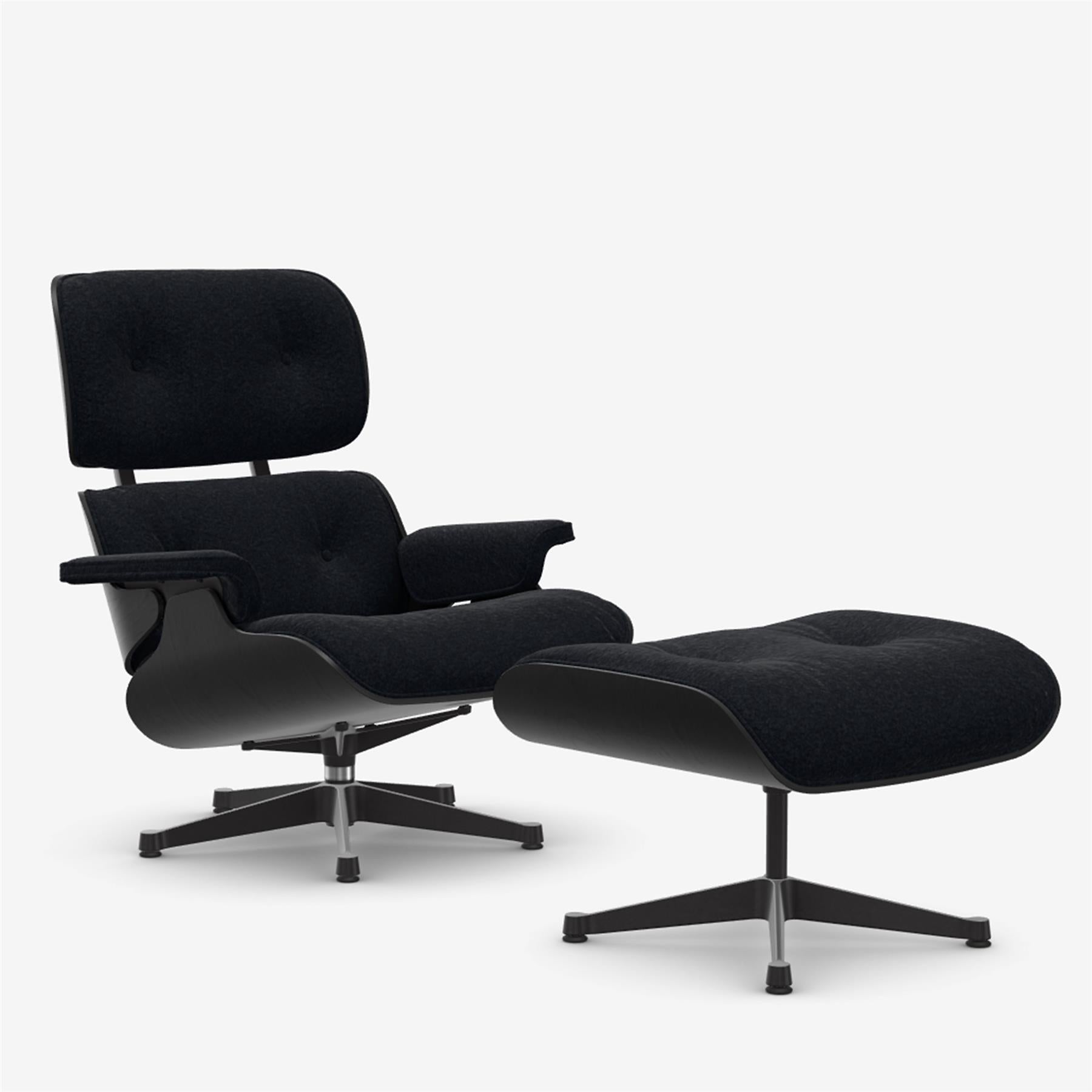 Vitra Eames Contemporary Lounge Chair and Footstool in Black Chestnut