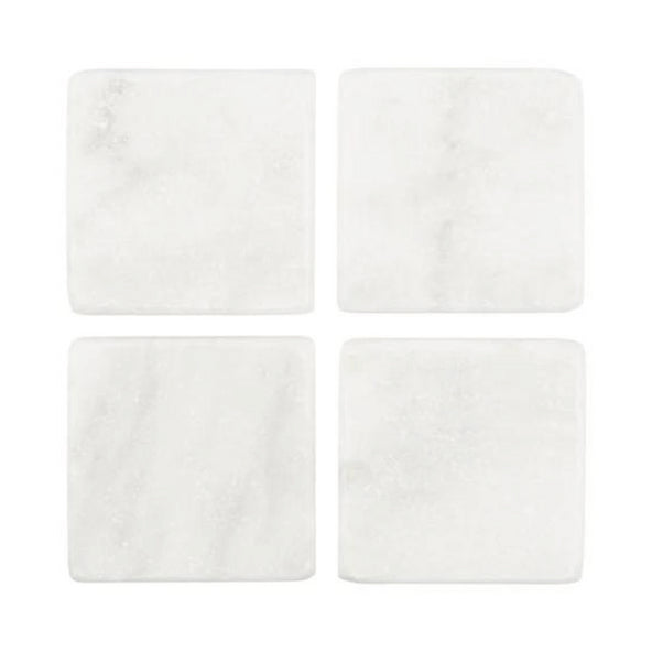 Outlet Marble Square Coasters : Set of 4 - White