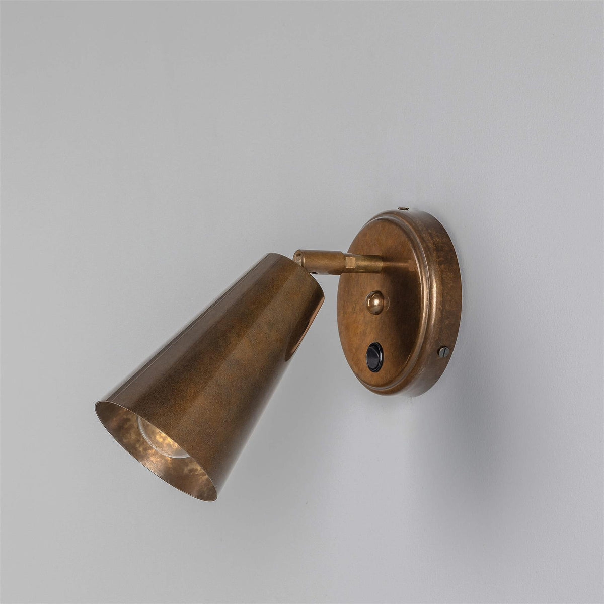 Mullan Lighting Cashel Adjustable Brass Cone Wall Light with Switch