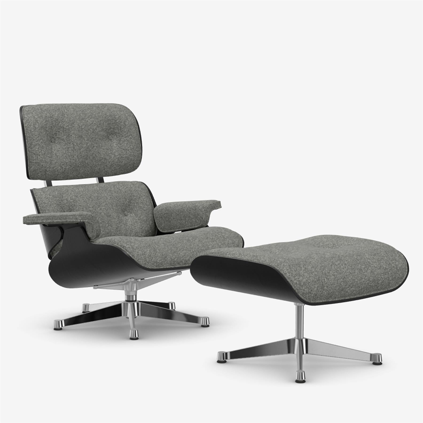 Vitra Eames Contemporary Lounge Chair and Footstool in Black Chestnut
