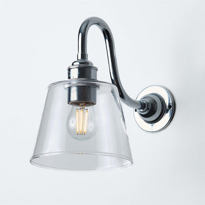 Old School Electric Tapered Wall Light : Swan Arm : Bathroom Version