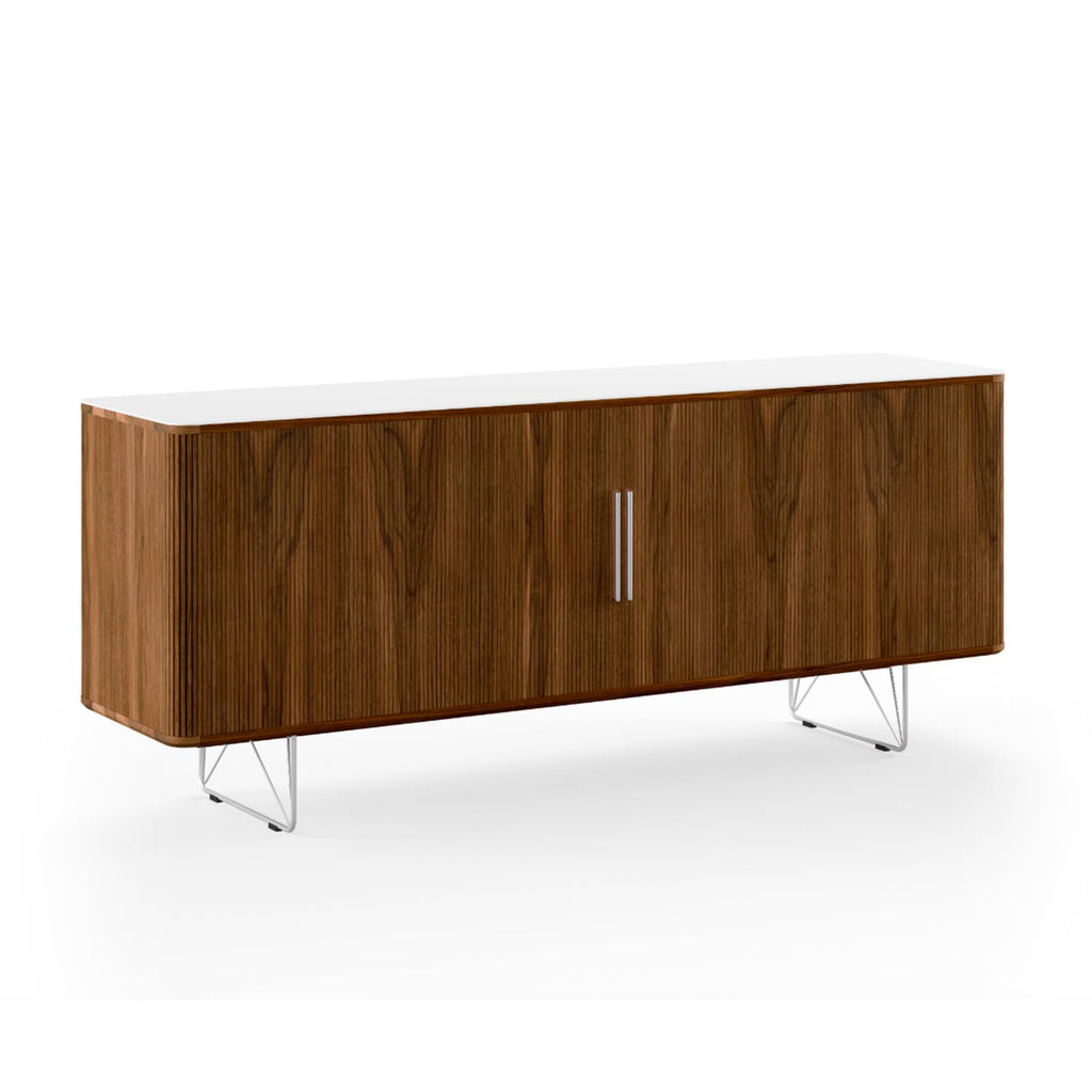 Ex-Display Naver Collection Tambour Sideboard - Walnut - Brushed stainless steel base