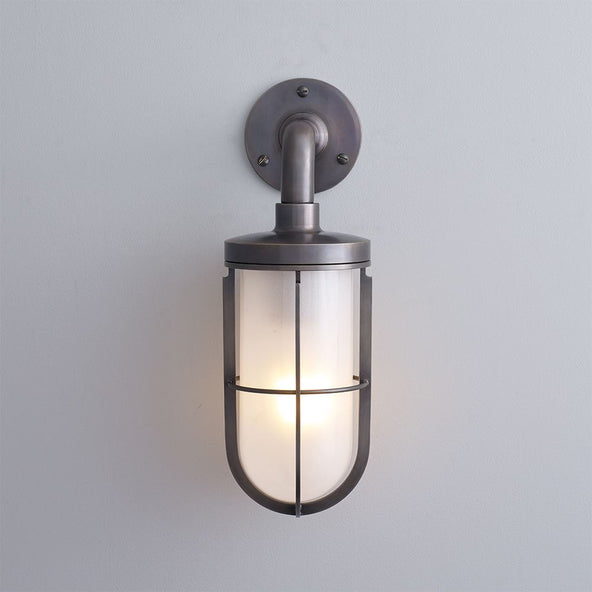 Outlet Davey Ship's Well Glass Wall Light - Weathered Brass, Frosted