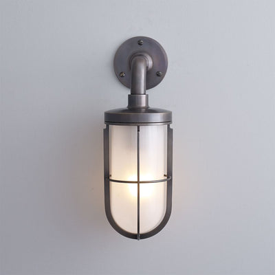 Outlet Davey Ship's Well Glass Wall Light - Weathered Brass, Frosted