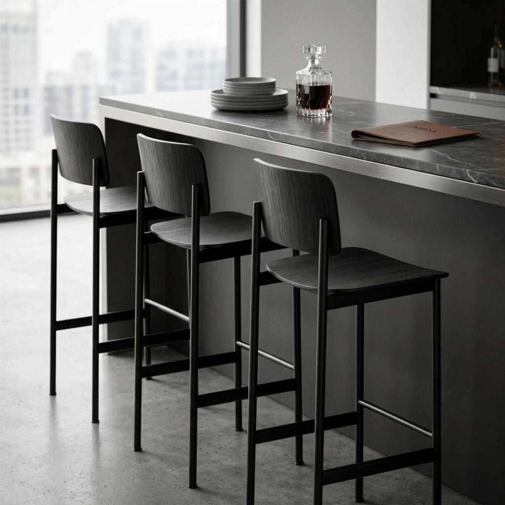 Fredericia Plan Bar Stool with Metal Legs