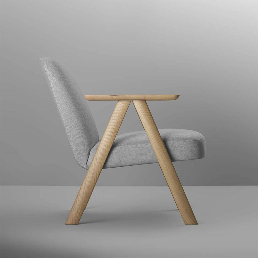 Treku Leku Armchair, Wood Frame, Upholstered in Granit-Crevin