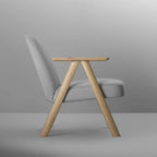 Treku Leku Armchair, Wood Frame, Upholstered in Granit-Crevin