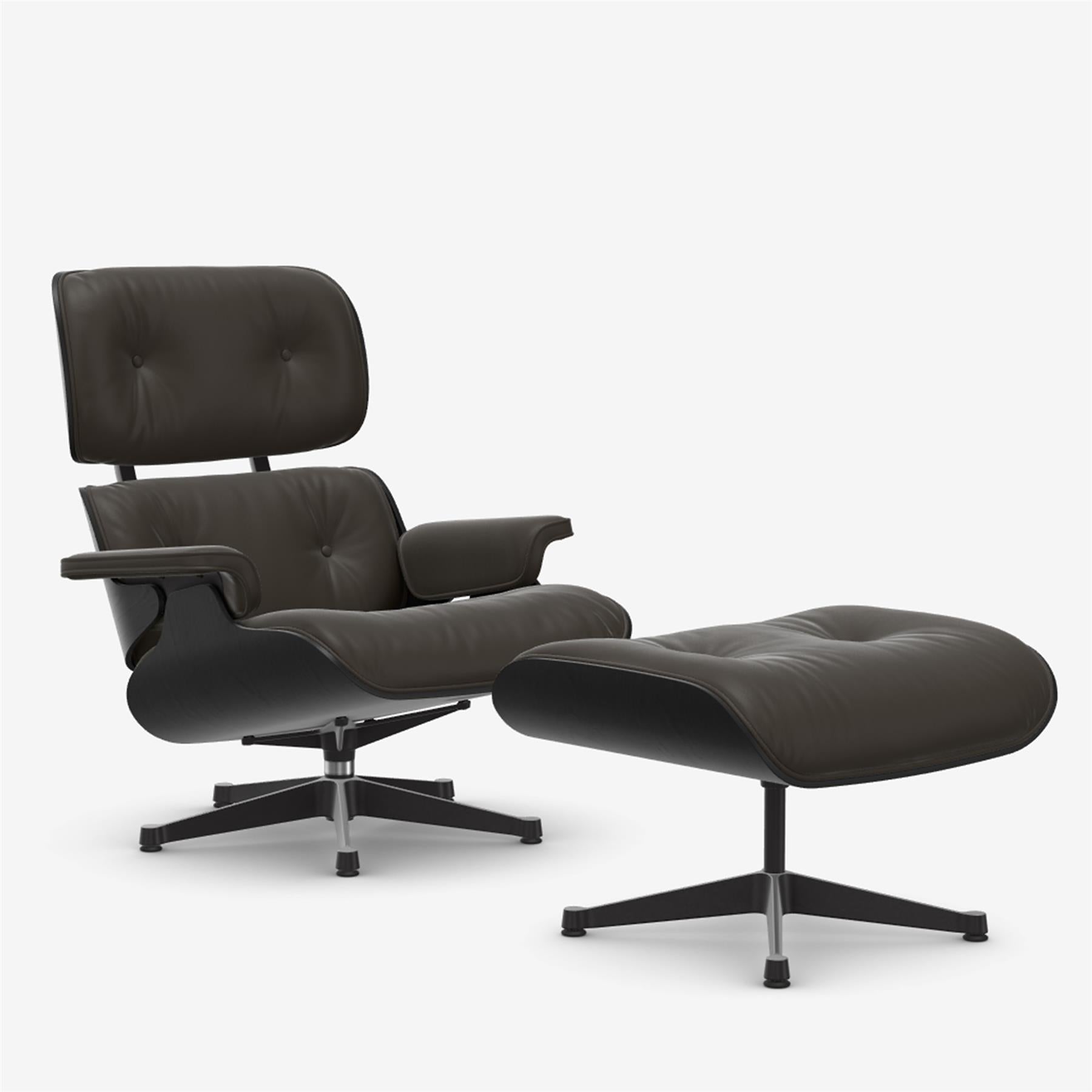 Vitra Eames Contemporary Lounge Chair and Footstool in Black Chestnut