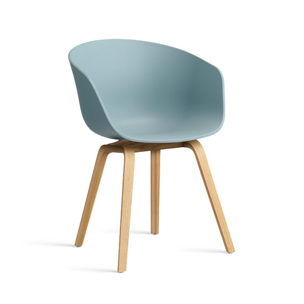 Outlet HAY About A Chair 22 - Dusty Blue 2.0, Lacquered Oak, Standard Gliders